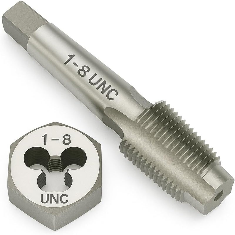 Yamesh 1"-8 Thread Tap and Die Set HSS Tap with GCr15 Alloy Steel Hex Die Right Hand Thread Repair Tool for Metalworking and Machinery - Image 1